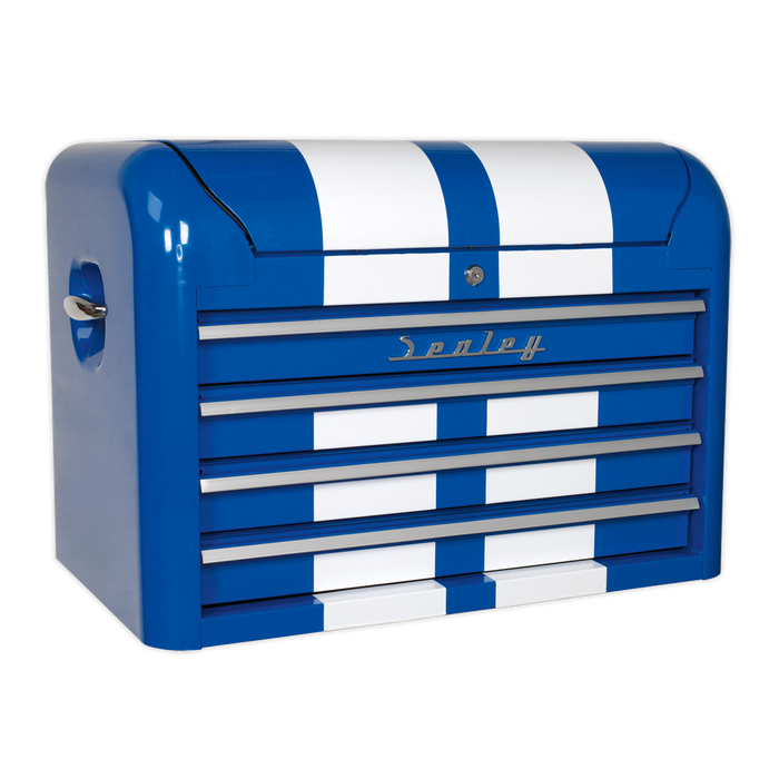Premier™ Retro Style Topchest 4 Drawer - Blue with White Stripes | AP28104BWS