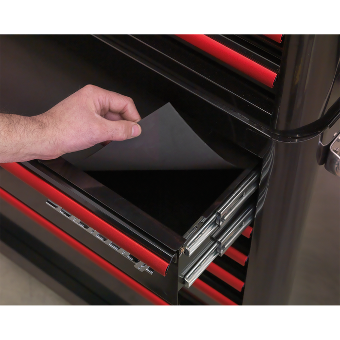 Premier™ Retro Style Wide Topchest 4 Drawer - Black with Red Anodised Drawer Pulls | AP41104BR