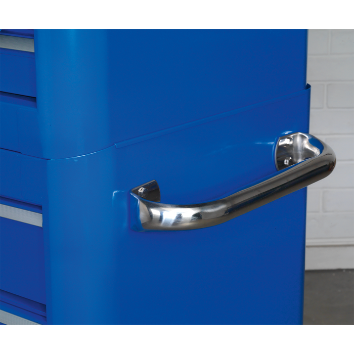 Premier™ Retro Style Wide Topchest & Rollcab Combination 10 Drawer Blue with White Stripes | AP41COMBOBWS