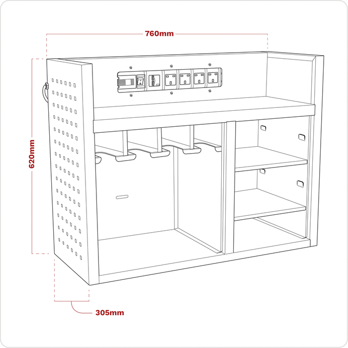 Superline PRO® Power Tool Storage Rack with Power Bar | AP30SRBE