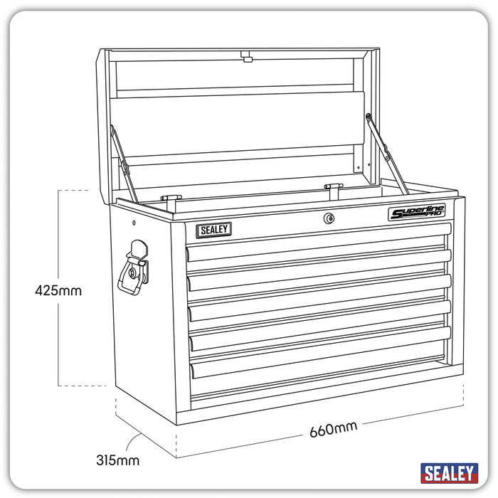 Superline PRO® Topchest 5 Drawer - Red | AP33059
