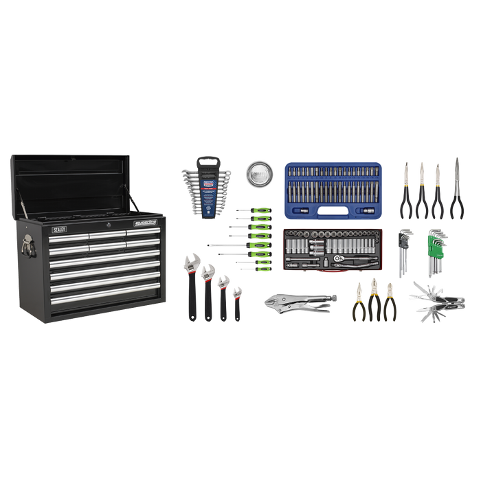 Superline PRO® Topchest 10 Drawer with 140pc Tool Kit - Black | AP33109BCOMBO