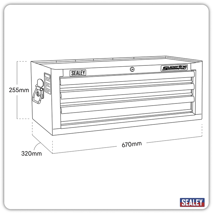 Superline PRO® Mid-Box Tool Chest 3 Drawer - Red | AP33339