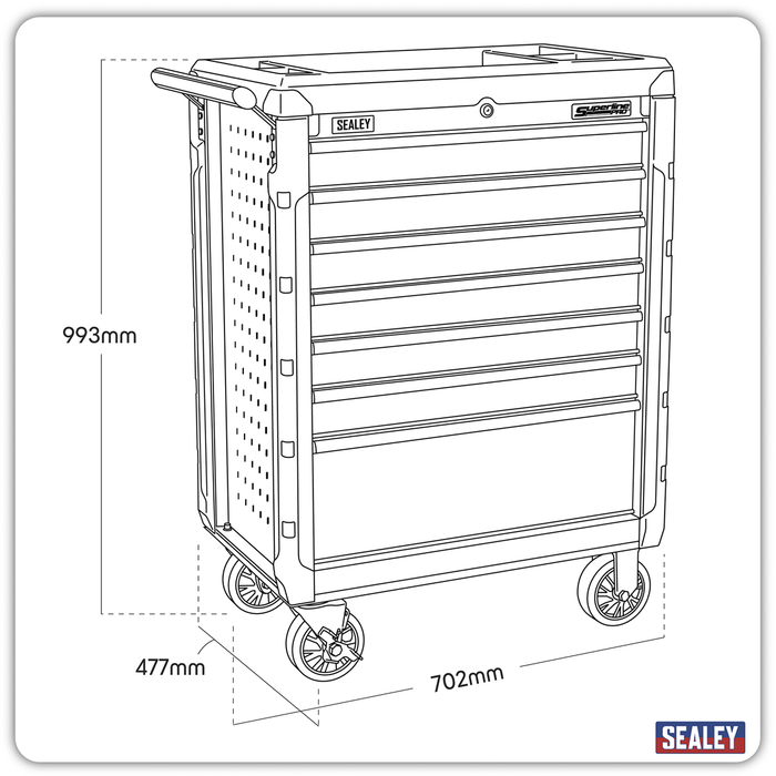Superline PRO® Rollcab 7 Drawer - Red | AP3407