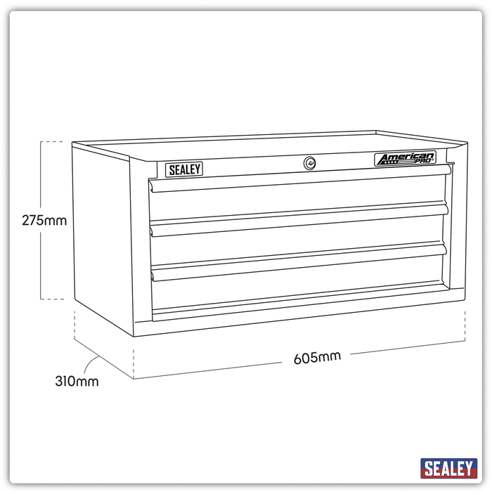 American PRO® Mid-Box Tool Chest 3 Drawer - Black/Grey | AP3503TB