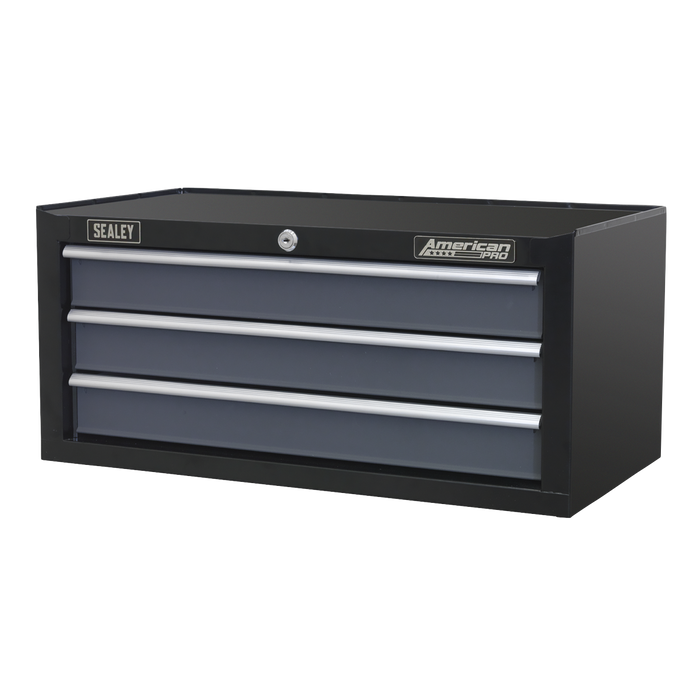American PRO® Mid-Box Tool Chest 3 Drawer - Black/Grey | AP3503TB