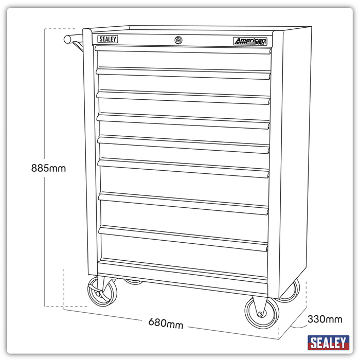 American PRO® Rollcab 8 Drawer - Black/Grey | AP3508TB