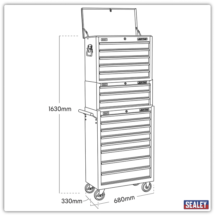 American PRO® Tool Chest Combination 16 Drawer - Black/Grey | AP35STACK