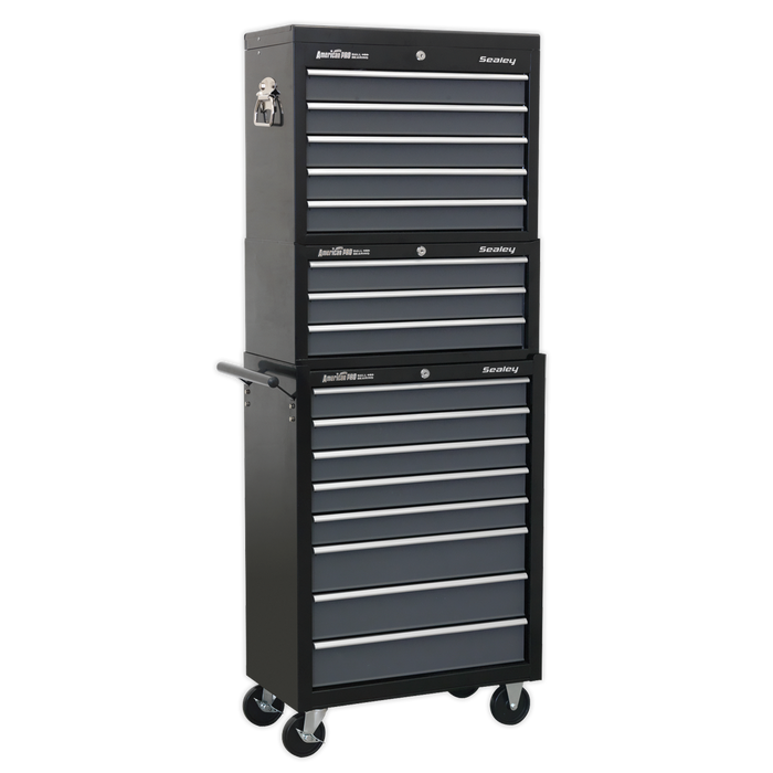 American PRO® Tool Chest Combination 16 Drawer - Black/Grey | AP35STACK