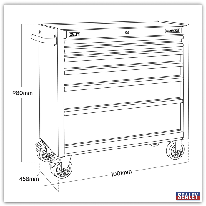 Superline PRO® Black Edition Rollcab with 6 Soft Close Drawers 915mm | AP3606BE