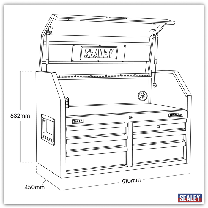Superline PRO® Black Edition Topchest with 6 Soft Close Drawers & Power Bar 910mm | AP3607BE