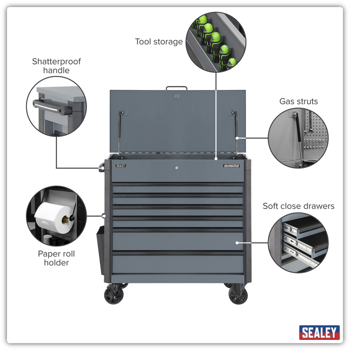 Tool Trolley 6 Drawer - Grey | AP366G