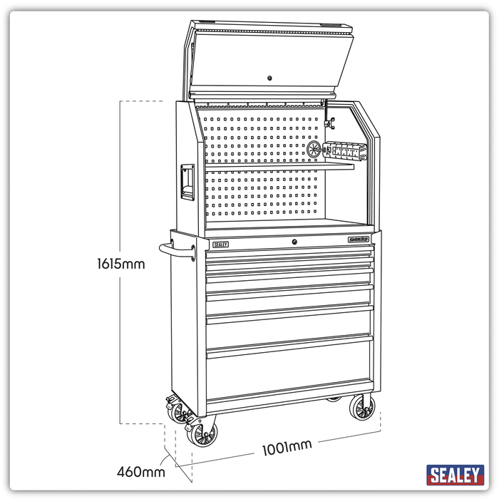 Superline PRO® Hutch Toolbox & Rollcab Combo 915mm 6 Drawer | AP36HBESTACK
