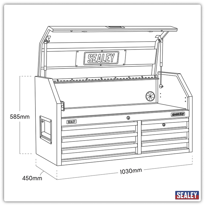 Superline PRO® Black Edition Topchest with 6 Soft Close Drawers & Power Bar 1030mm | AP4106BE