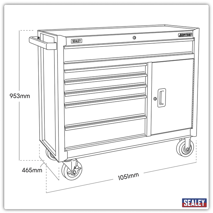 American PRO® Rollcab 6 Drawer - Black | AP4106B