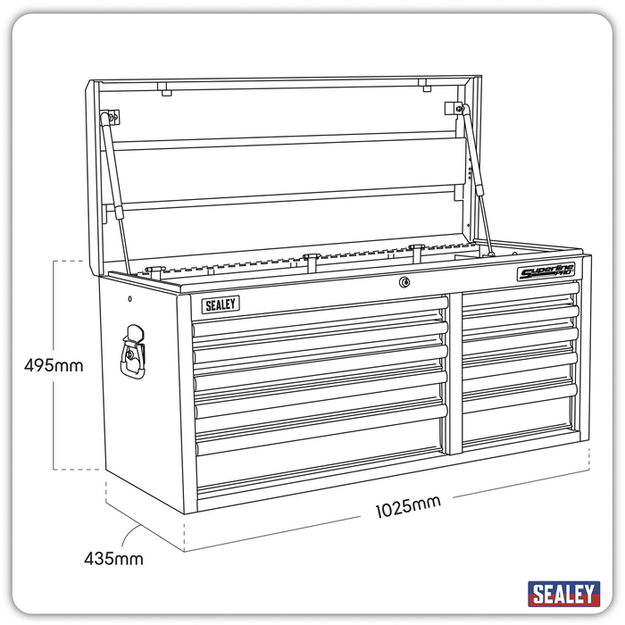 Superline PRO® Heavy-Duty Topchest 10 Drawer - Black | AP41110B