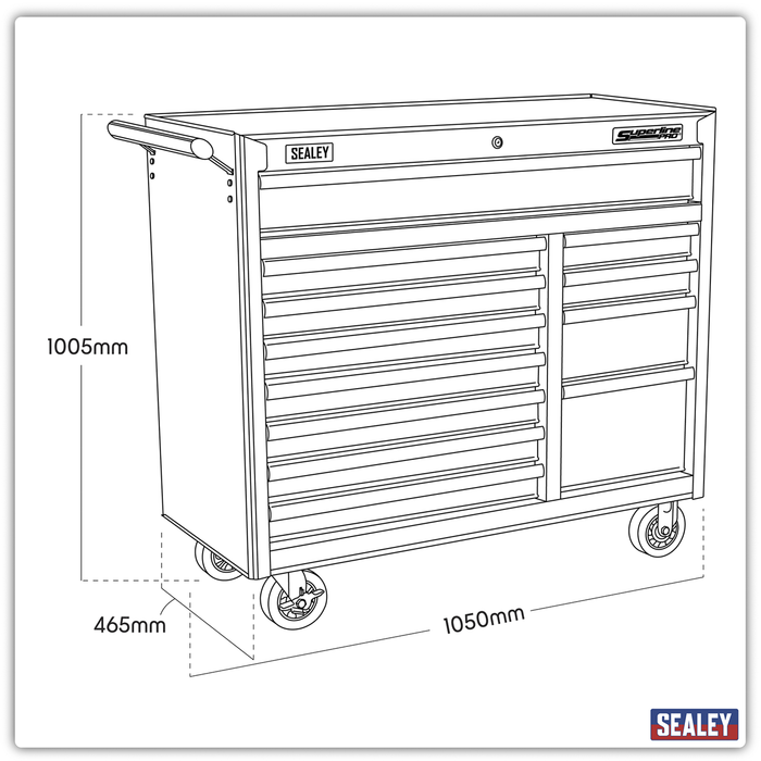 Superline PRO® Heavy-Duty Rollcab 12 Drawer - Red | AP41120