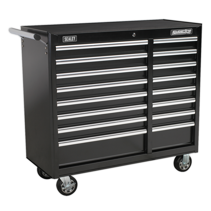 Superline PRO® Heavy-Duty Rollcab 16 Drawer - Black | AP41169B