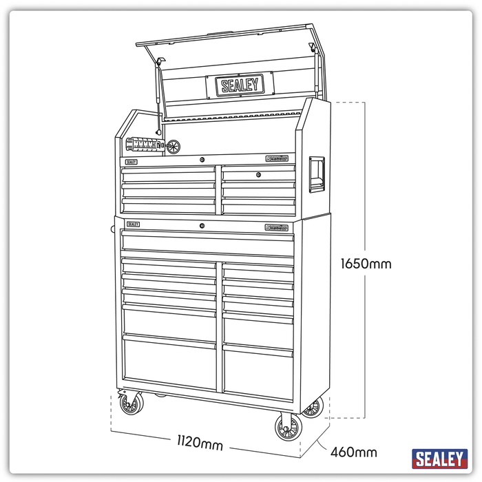 Superline PRO® Tool Chest Combination with 17 Soft Close Drawers & Power Bar | AP41BESTACK