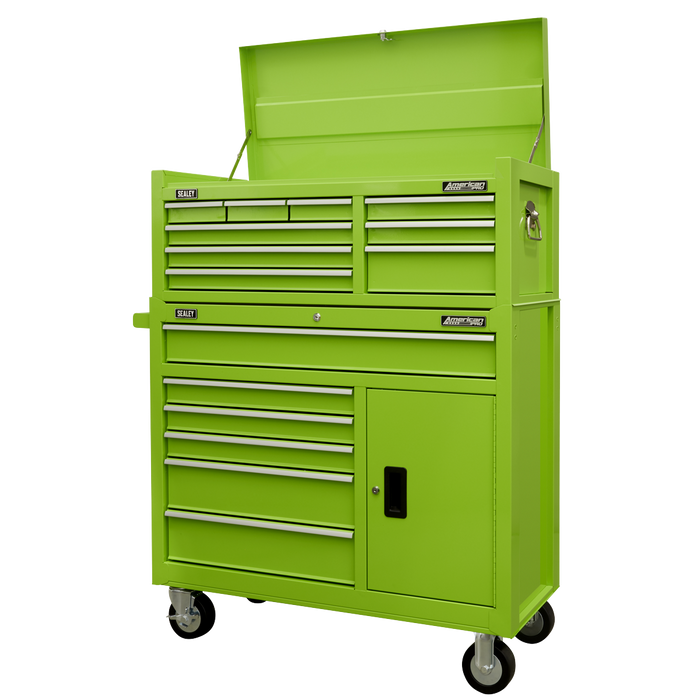 American PRO® Topchest & Rollcab Combination 15 Drawer - Green | AP41STACKHV