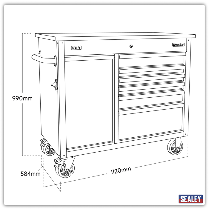 Superline PRO® Mobile Tool Cabinet with Power Tool Charging Drawer 1120mm | AP4206BE