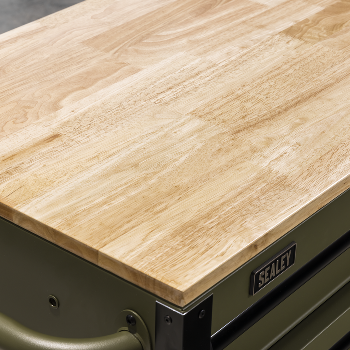 Superline PRO® Mobile Trolley with Wooden Worktop & Power Bar 10 Drawer 1320mm | AP5210KBE