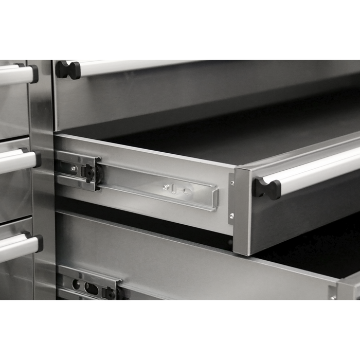 Premier™ Mobile Stainless Steel Tool Cabinet 10 Drawer with Backboard & 2 Wall Cupboards | AP5520SS