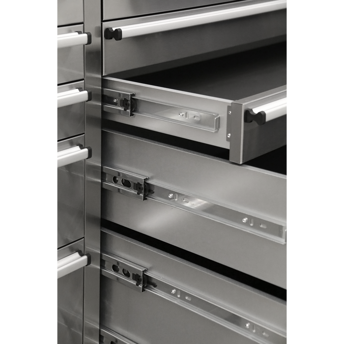 Premier™ Mobile Stainless Steel Tool Cabinet 10 Drawer with Backboard & 2 Wall Cupboards | AP5520SS