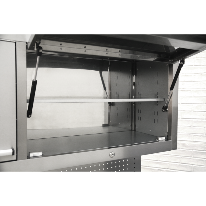 Premier™ Mobile Stainless Steel Tool Cabinet 10 Drawer with Backboard & 2 Wall Cupboards | AP5520SS