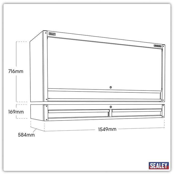 Superline PRO® Black Edition Top Hutch & 2 Drawer Riser 1549mm | AP6103BE