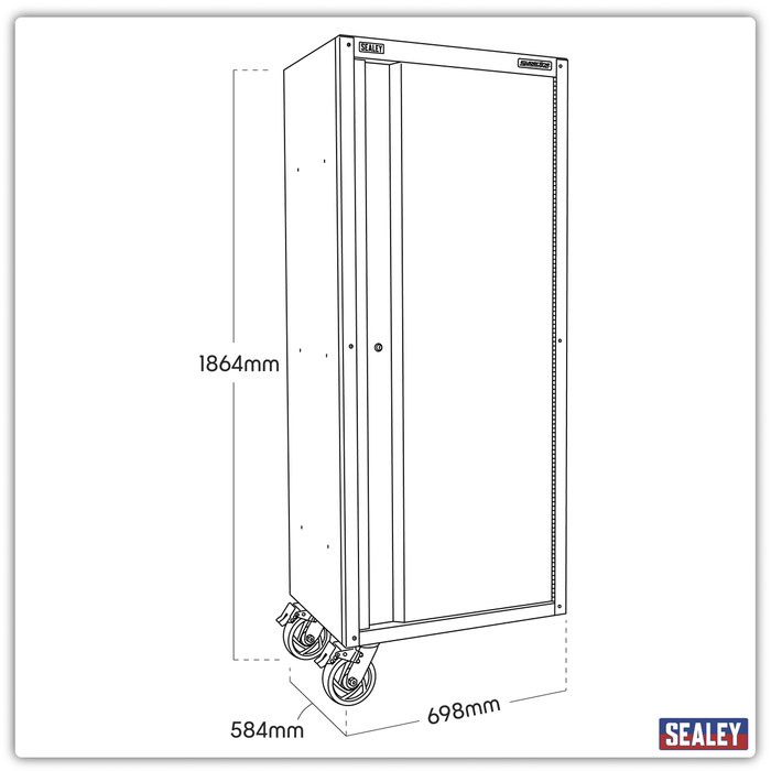 Superline PRO® Black Edition Side Locker with Castors 1864mm | AP6104BE