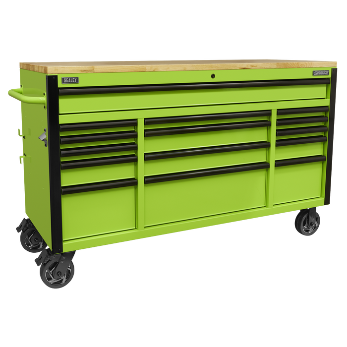 Mobile Trolley with Wooden Worktop 15 Drawer 1549mm | AP6115BE