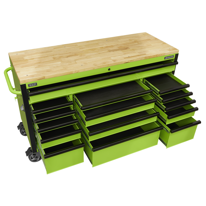 Mobile Trolley with Wooden Worktop 15 Drawer 1549mm | AP6115BE