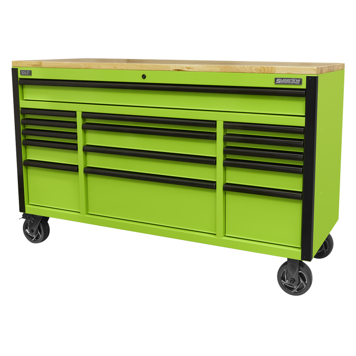 Mobile Trolley with Wooden Worktop 15 Drawer 1549mm | AP6115BE