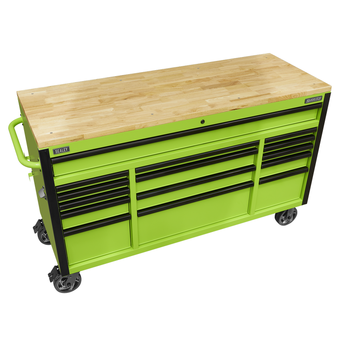 Mobile Trolley with Wooden Worktop 15 Drawer 1549mm | AP6115BE