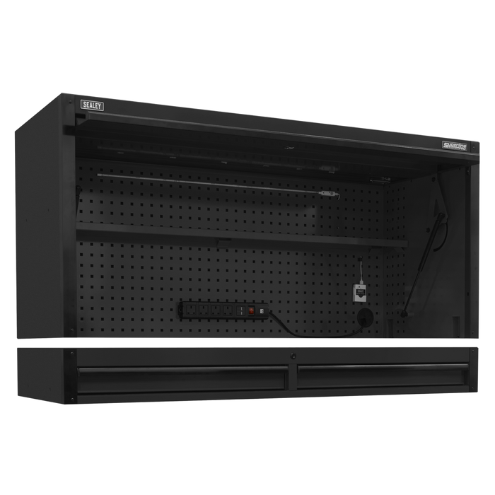 Superline PRO® Black Edition Top Hutch & 2 Drawer Riser 1549mm | AP6203BE