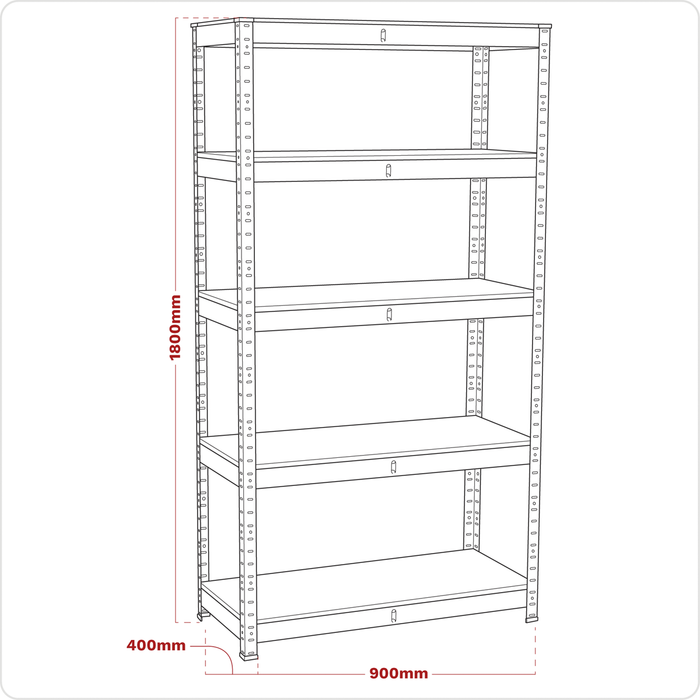 Racking Unit with 5 Shelves 350kg Capacity Per Level | AP6350GS