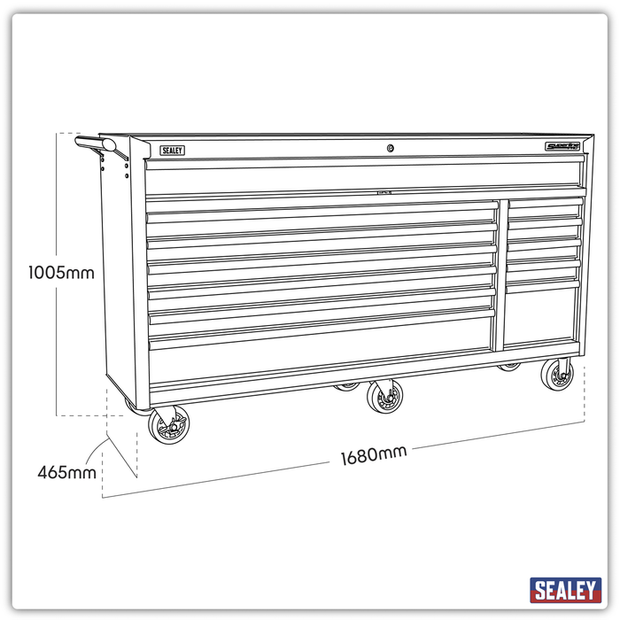 Superline PRO® Rollcab 12 Drawer - Red | AP6612