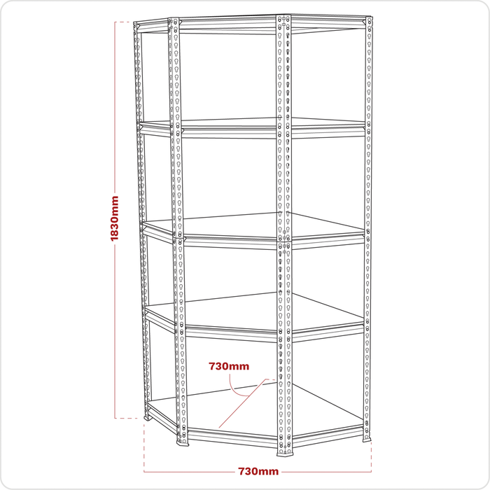 5-Level Corner Racking Unit 150kg Capacity Per Level | AP7150C