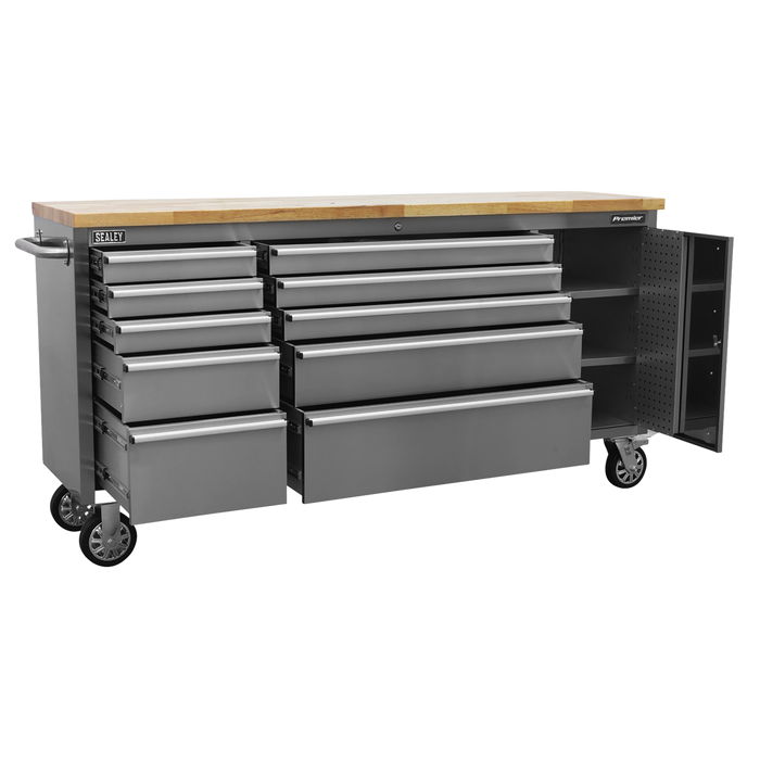 Premier™ Mobile Stainless Steel Tool Cabinet & Cupboard 10 Drawer | AP7210SS