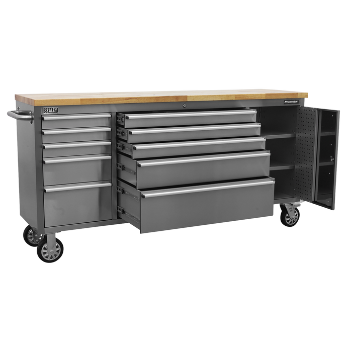 Premier™ Mobile Stainless Steel Tool Cabinet & Cupboard 10 Drawer | AP7210SS