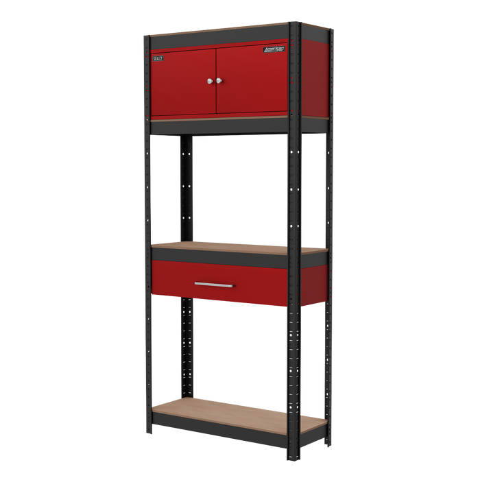 Shelving Unit 4-Tier with Cupboard & Drawer | AP830R
