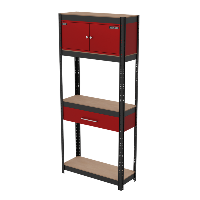 Shelving Unit 4-Tier with Cupboard & Drawer | AP830R