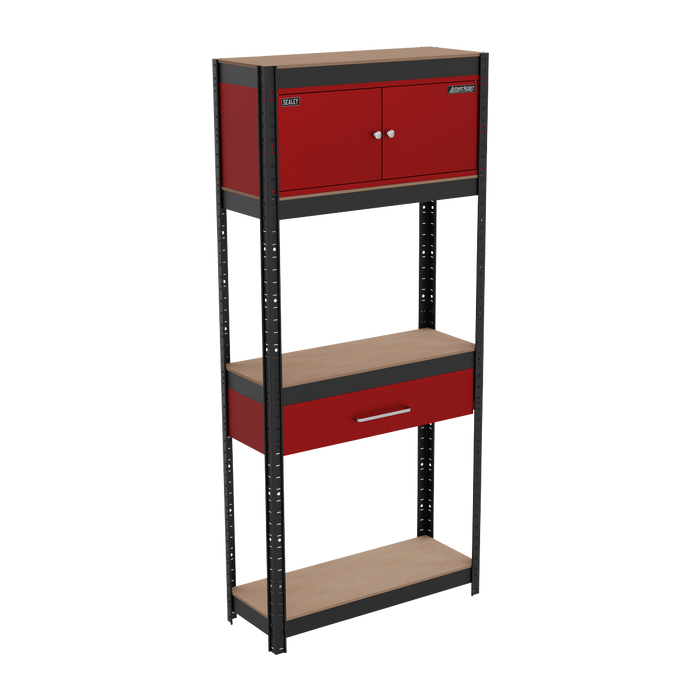 Shelving Unit 4-Tier with Cupboard & Drawer | AP830R