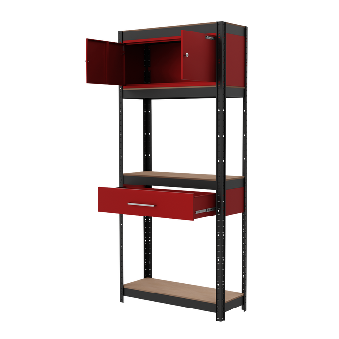 Shelving Unit 4-Tier with Cupboard & Drawer | AP830R