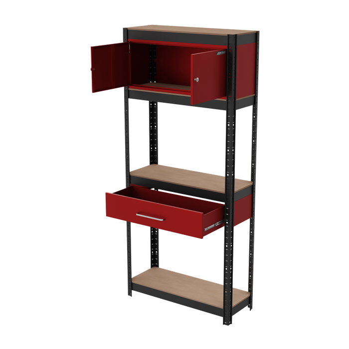 Shelving Unit 4-Tier with Cupboard & Drawer | AP830R
