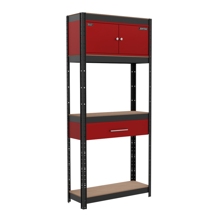 Shelving Unit 4-Tier with Cupboard & Drawer | AP830R