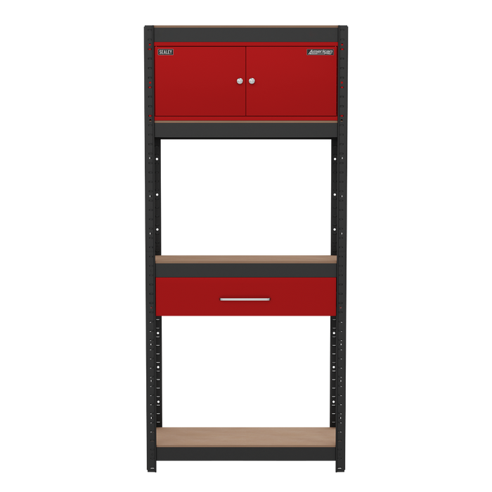 Shelving Unit 4-Tier with Cupboard & Drawer | AP830R