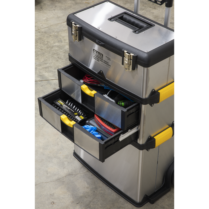 Mobile Stainless Steel/Composite Toolbox with 3 Compartments | AP855