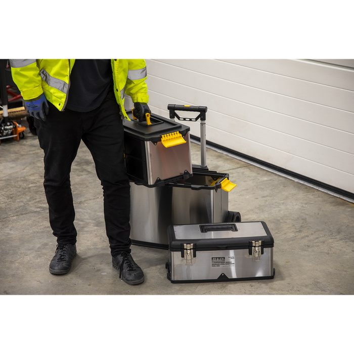 Mobile Stainless Steel/Composite Toolbox with 3 Compartments | AP855